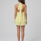 Robe Mini Evelyne Halter Dos Nu Double Volant