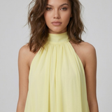 Robe Mini Col Montant Halter Dos Nu Volants Étagés