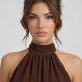 Robe Mini Evelyne Halter Dos Nu Double Volant