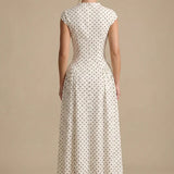 Robe Maxi à Pois avec Encolure Ronde