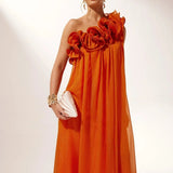 Robe Maxi Garance Roses 3D Épaule Unique
