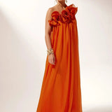 Robe Maxi Garance Roses 3D Épaule Unique