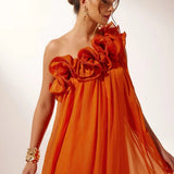 Robe Maxi Garance Roses 3D Épaule Unique