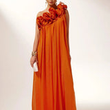 Robe Maxi Garance Roses 3D Épaule Unique