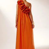 Robe Maxi Garance Roses 3D Épaule Unique
