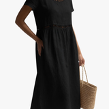 Robe Midi Brodée Taille Empire Femme