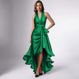 Robe à volants en wrap halter