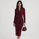 Robe Midi Croisée à Boutons