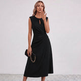 Robe Midi Drapée Lisandrah avec Découpe en Forme de Clé