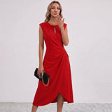 Robe Midi Drapée Lisandrah avec Découpe en Forme de Clé