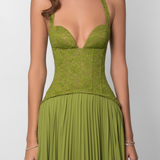 Robe Maxi Corset Plissée