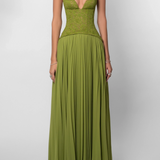 Robe Maxi Corset Plissée